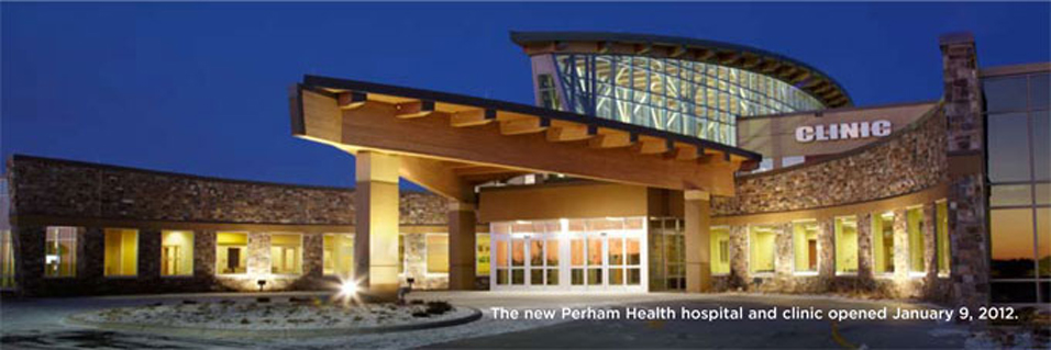 Exterior of Perham Health hospital and clinic