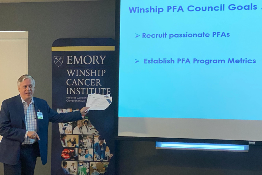 Dave Hauenstein, PFA, presenting at Winship Cancer Institute’s PFA retreat